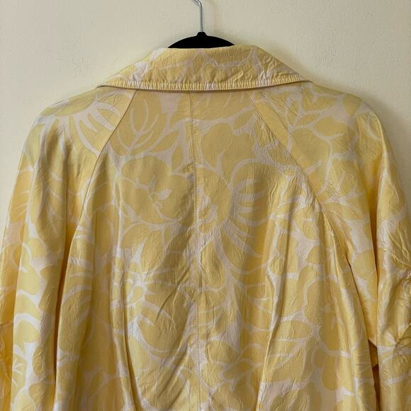 Cache S button up blazer business casual floral boho collared yellow tropical - Picture 6 of 7